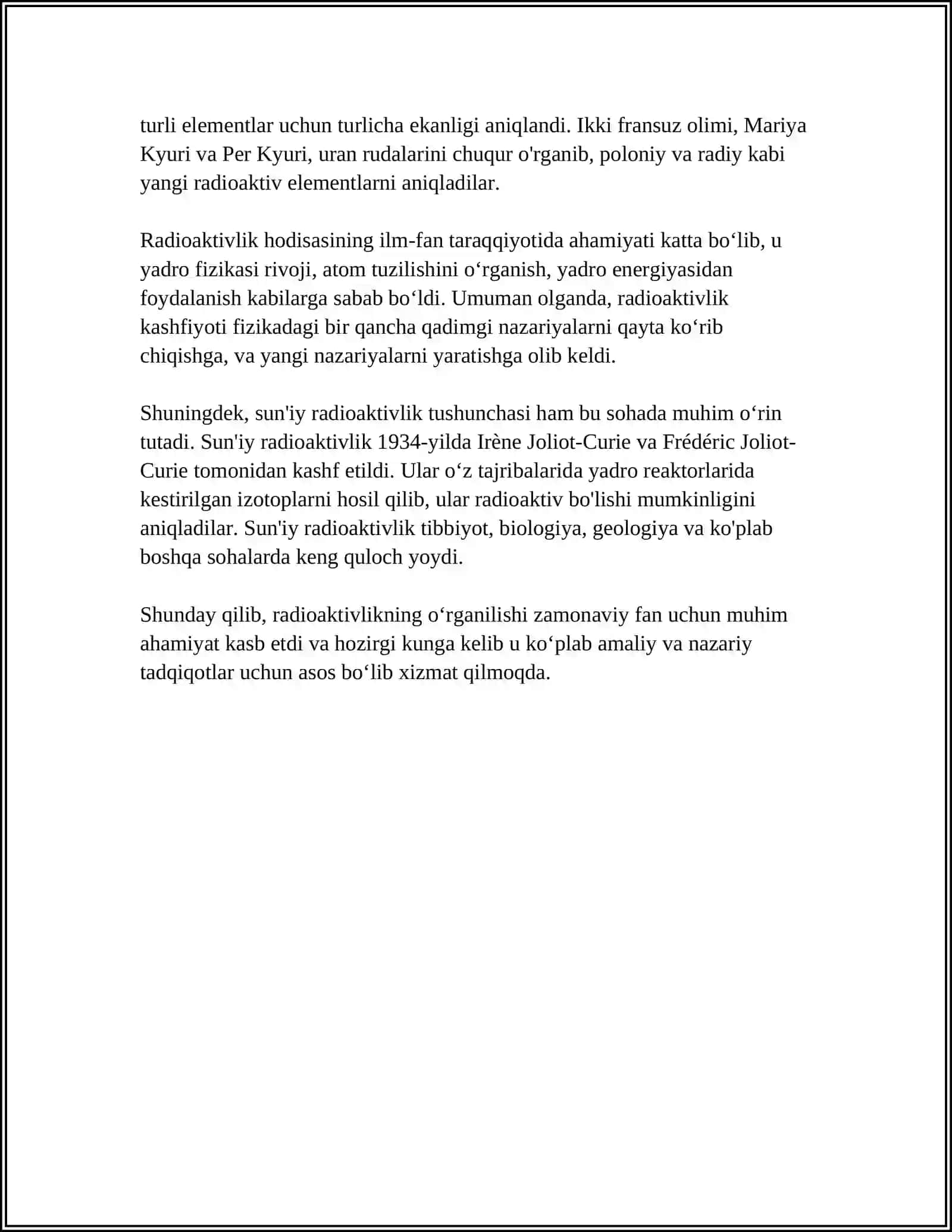 RADIOAKTIVLIKNING OCHILISH TARIXI.TABIIY VA SUN'IY RADIOAKTIVLIK 4