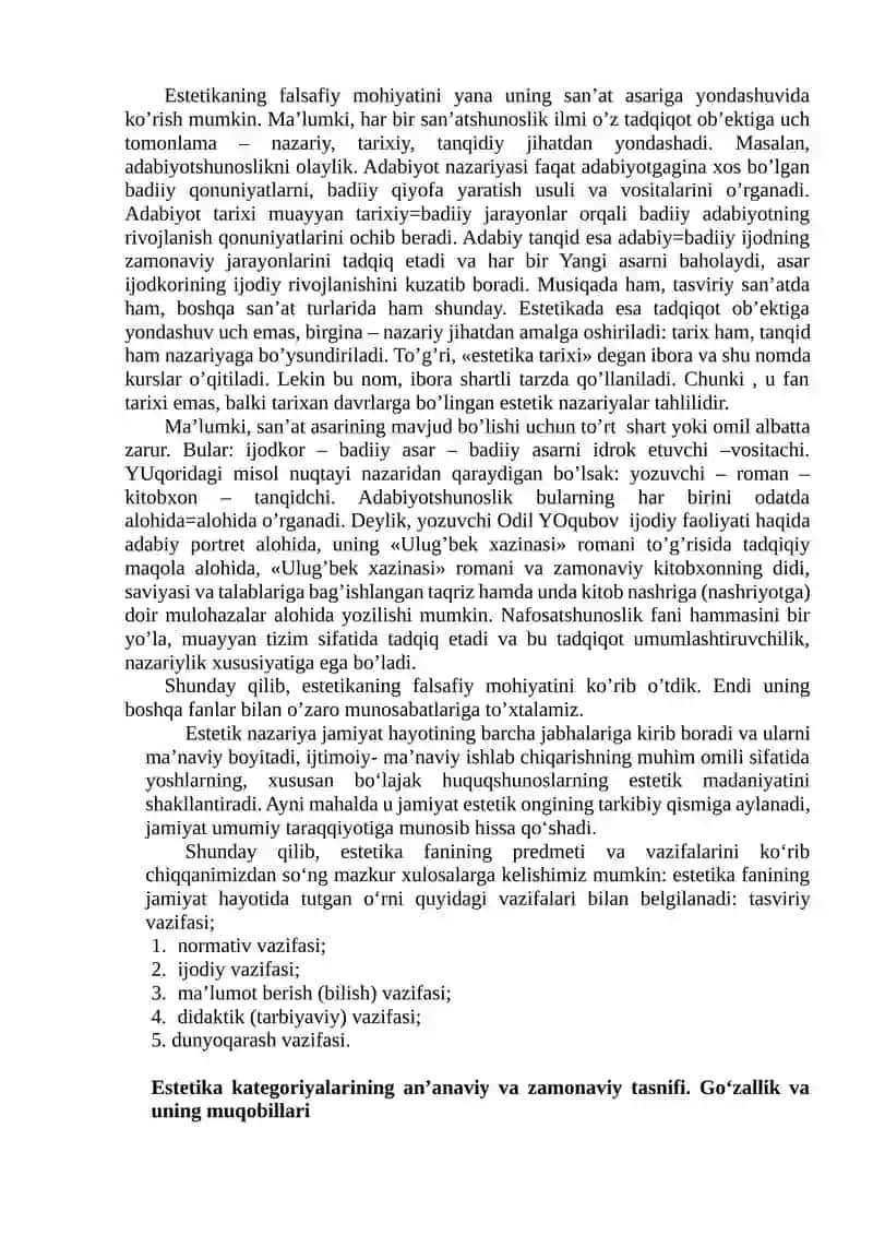 Nafosat falsafasi (Estetika) 4