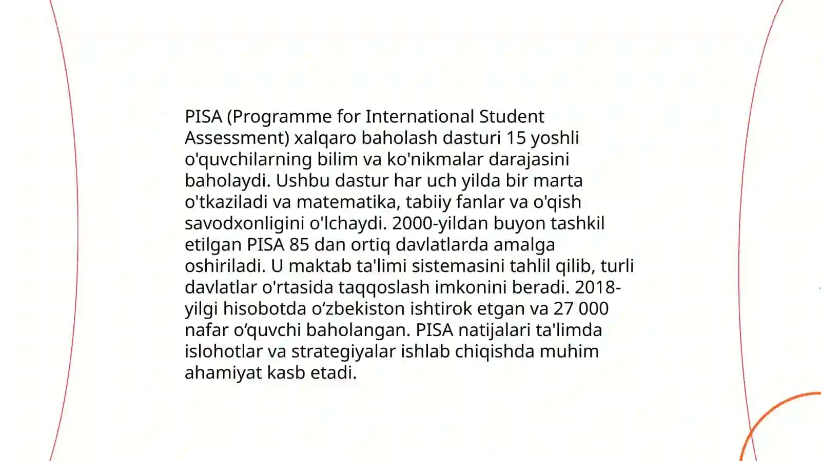 PISA xalqaro baholash dasturi mazmuni va mohiyati 4