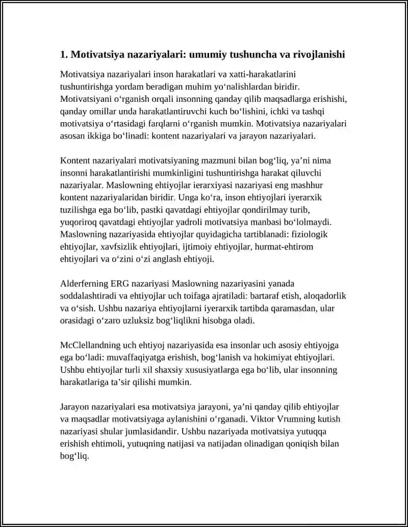 MOTIVATSIYA — NAZARIYALAR VA OMILLAR 4