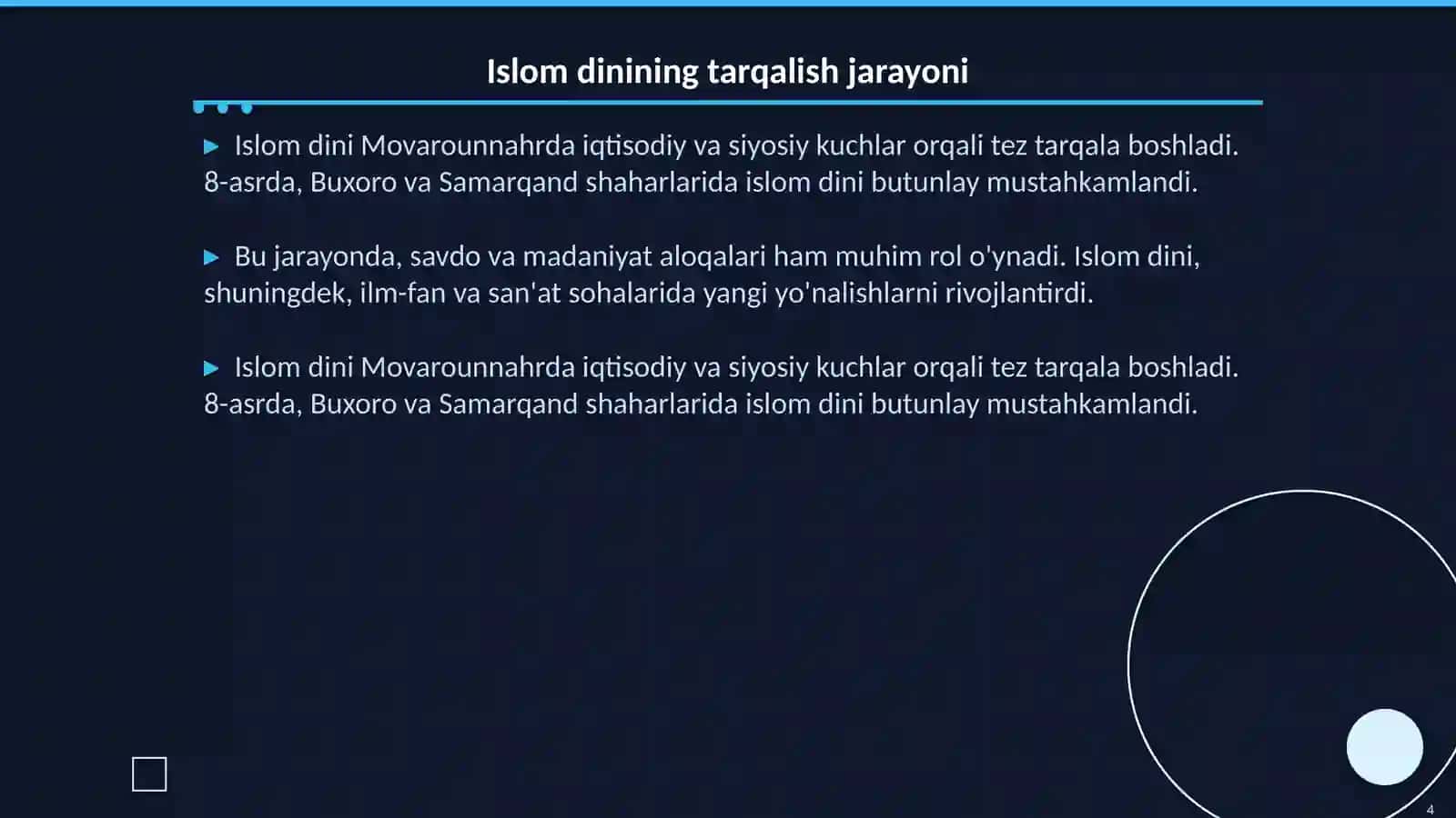 Islom dini Movarounnahrga ta'siri 4