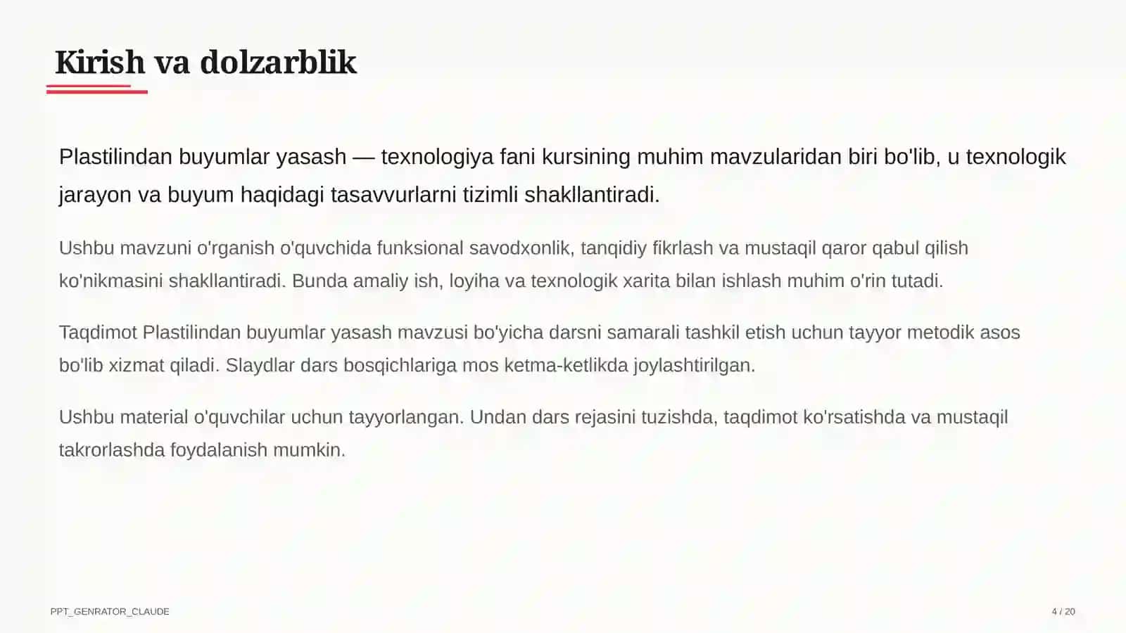 Plastilindan buyumlar yasash (1-sinf) 4