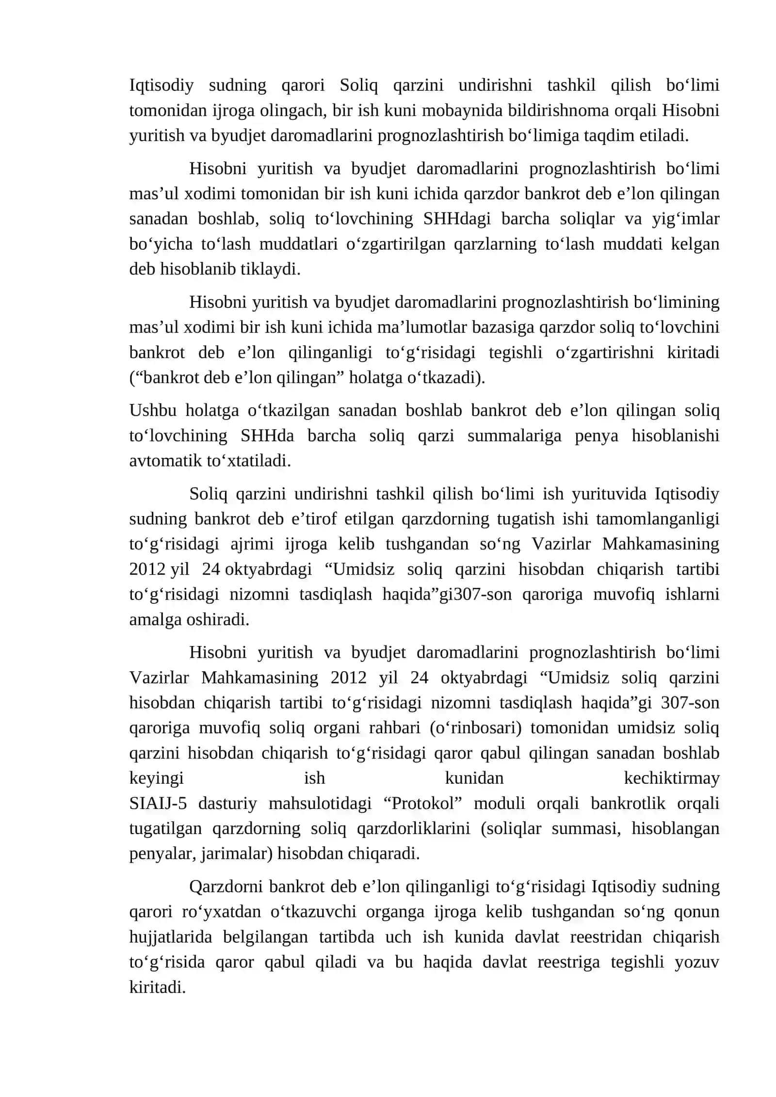 Faoliyatini ixtiyoriy tugatgan va to‘xtatgan hamda moliya-xo‘jalik faoliyatini amalga 4