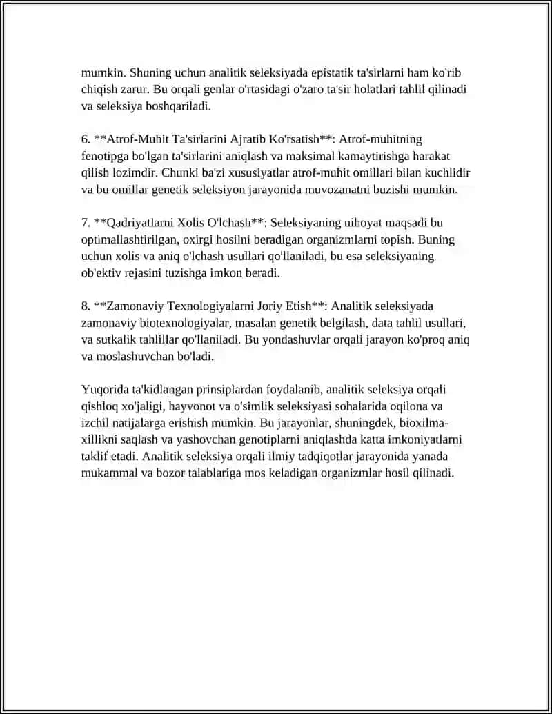 ANALITIK VA SINTETIK SELEKSIYA HAQIDA TUSHUNCHA VA ULARNI BIR BIRIDAN FARQI QOʻLLANISH TARIXI 4
