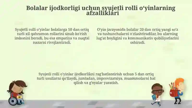 Syujetli rolli o'yinlar orqali bolalarning ijodkorligini rivojlantirish 4