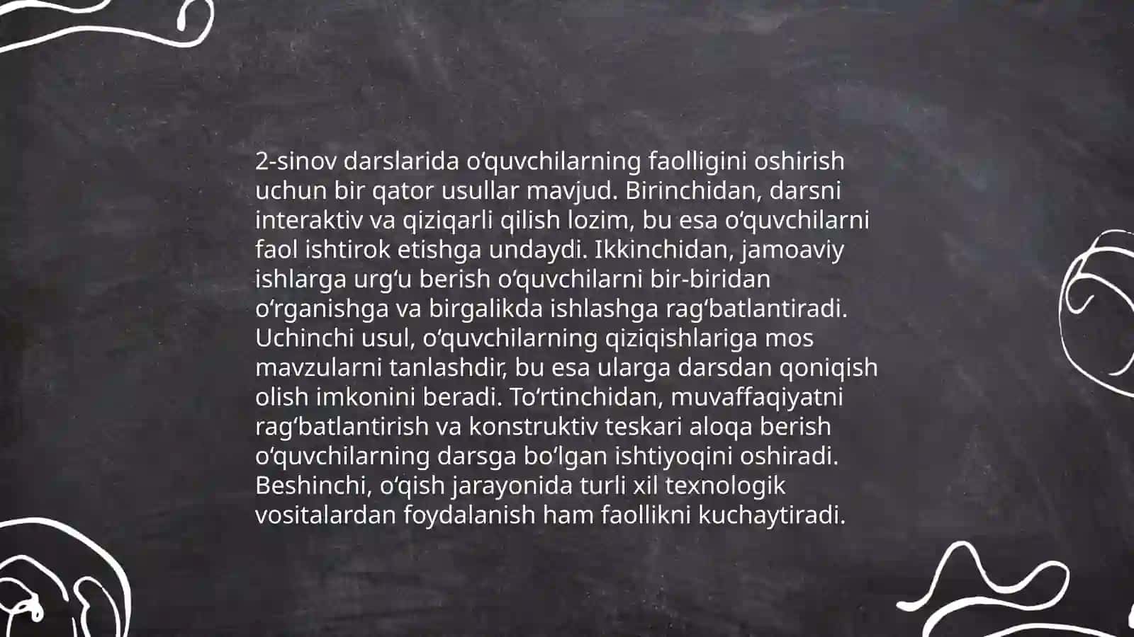 Sinov darslarini oʼtkizish 4