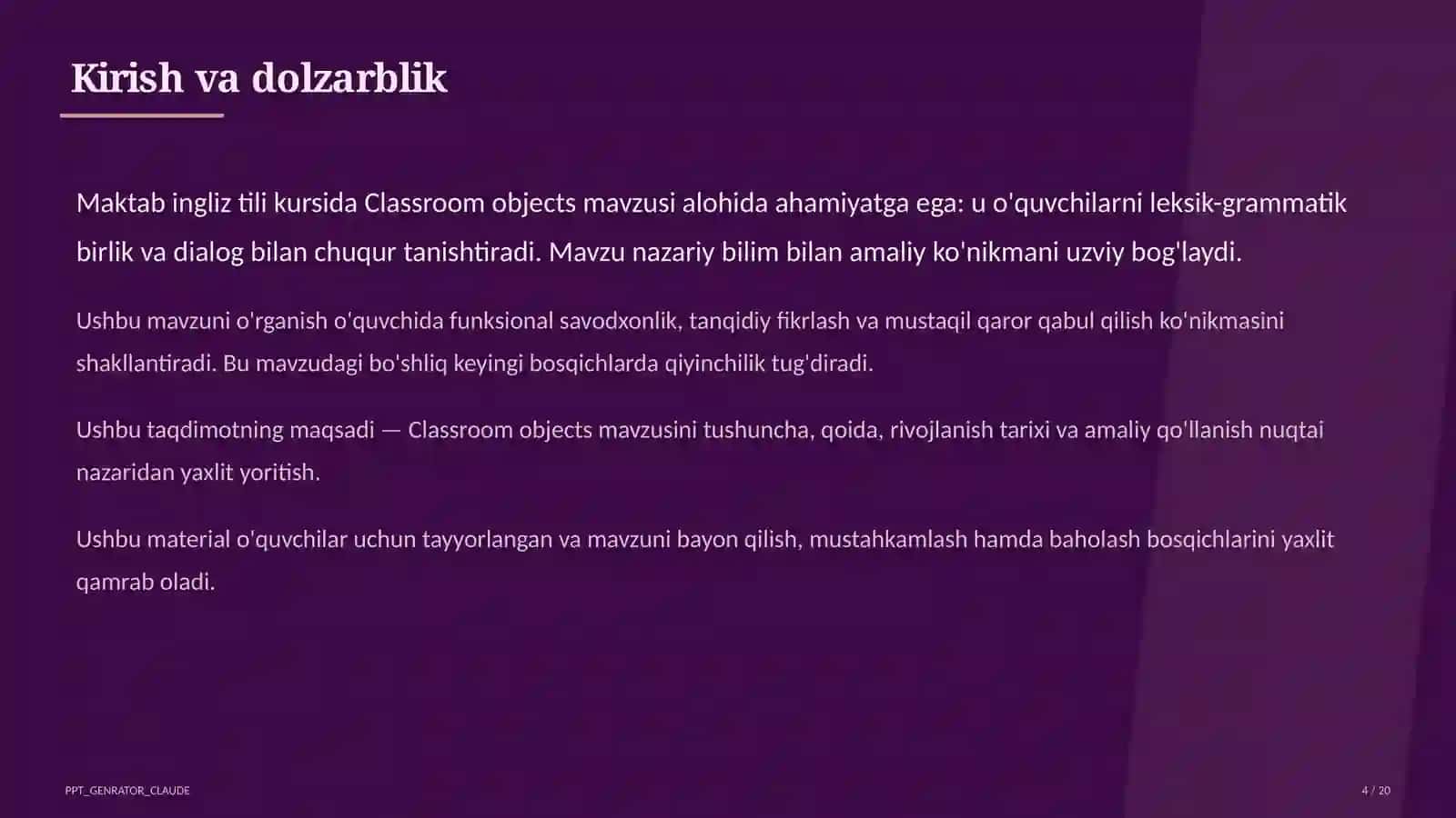 Classroom objects (2-sinf) 4