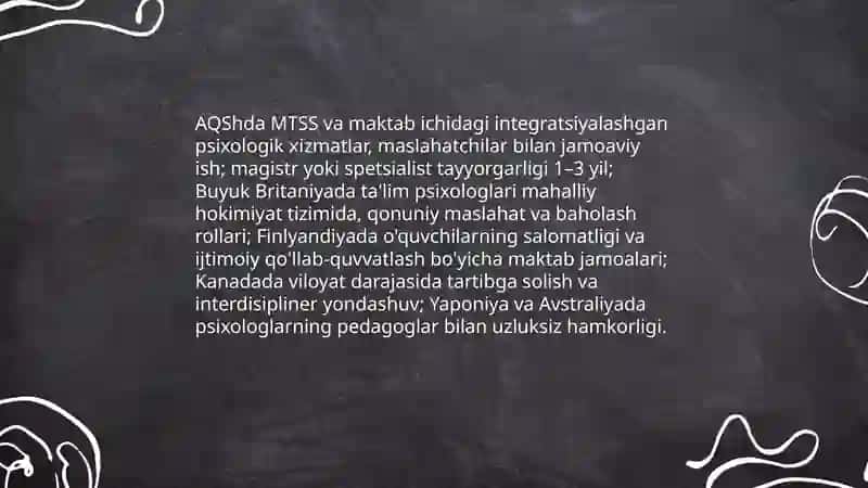 Psixolog faoliyatini tashkil qilishda xorijiy tajribalar 4