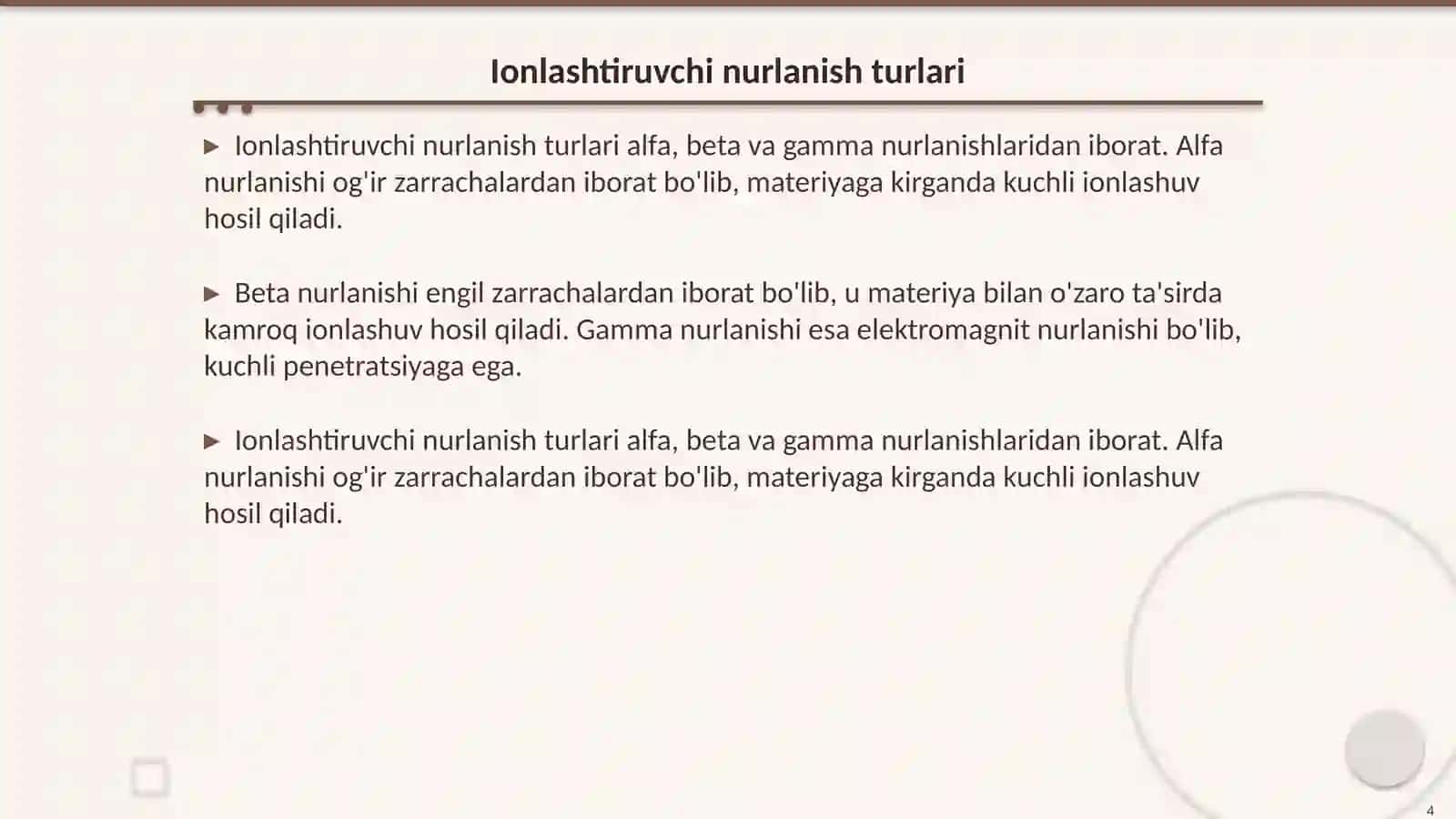 Dazimetirya va radimetirya tekshirish usullari va ularning gigeynik ahamiyati 4