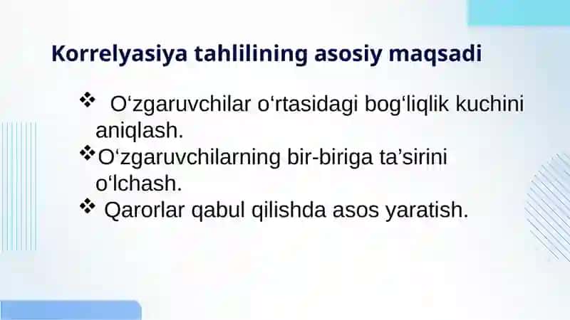 Korrelyasiya tahlilining maqsadi 4