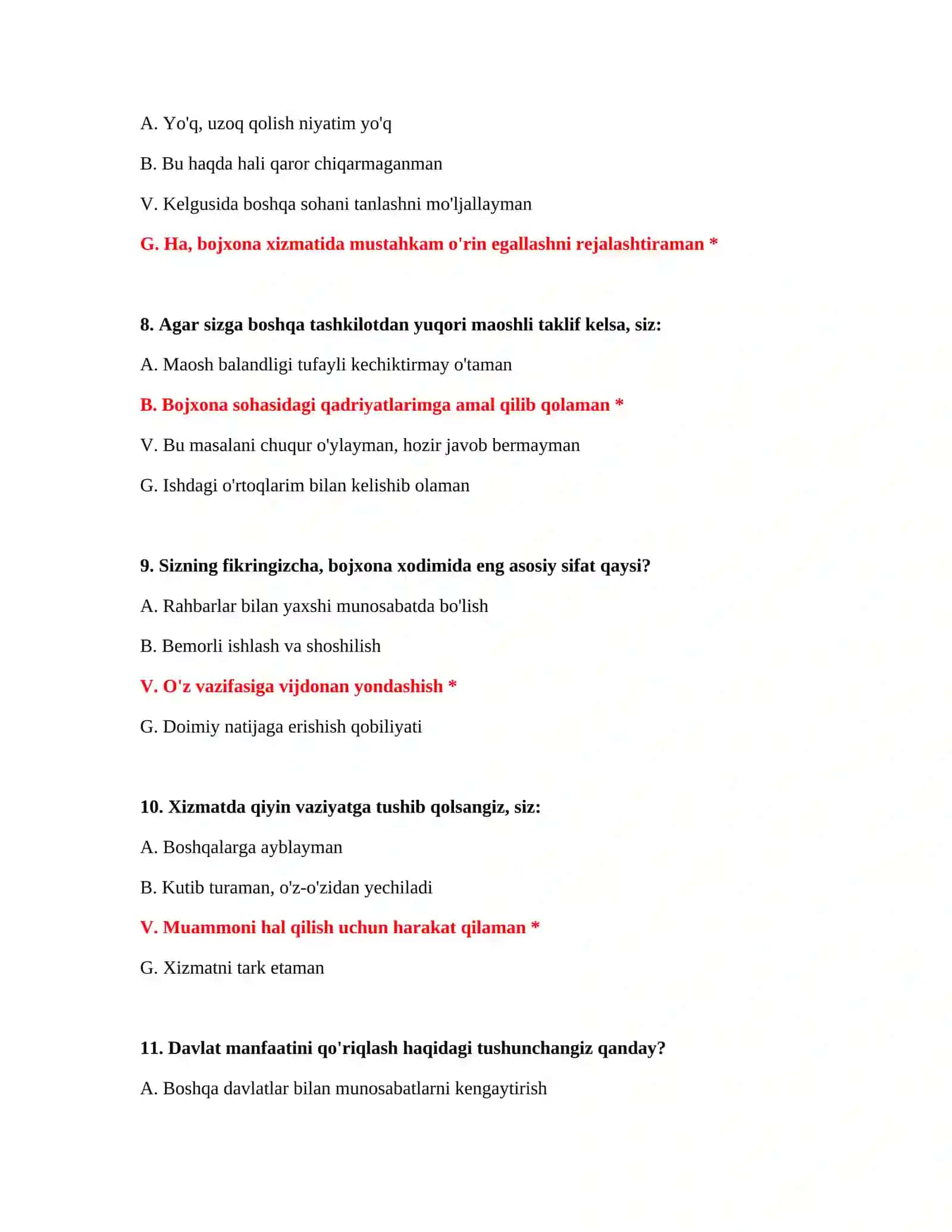 PSIXOLOGIK SINOV SAVOLLARI 4