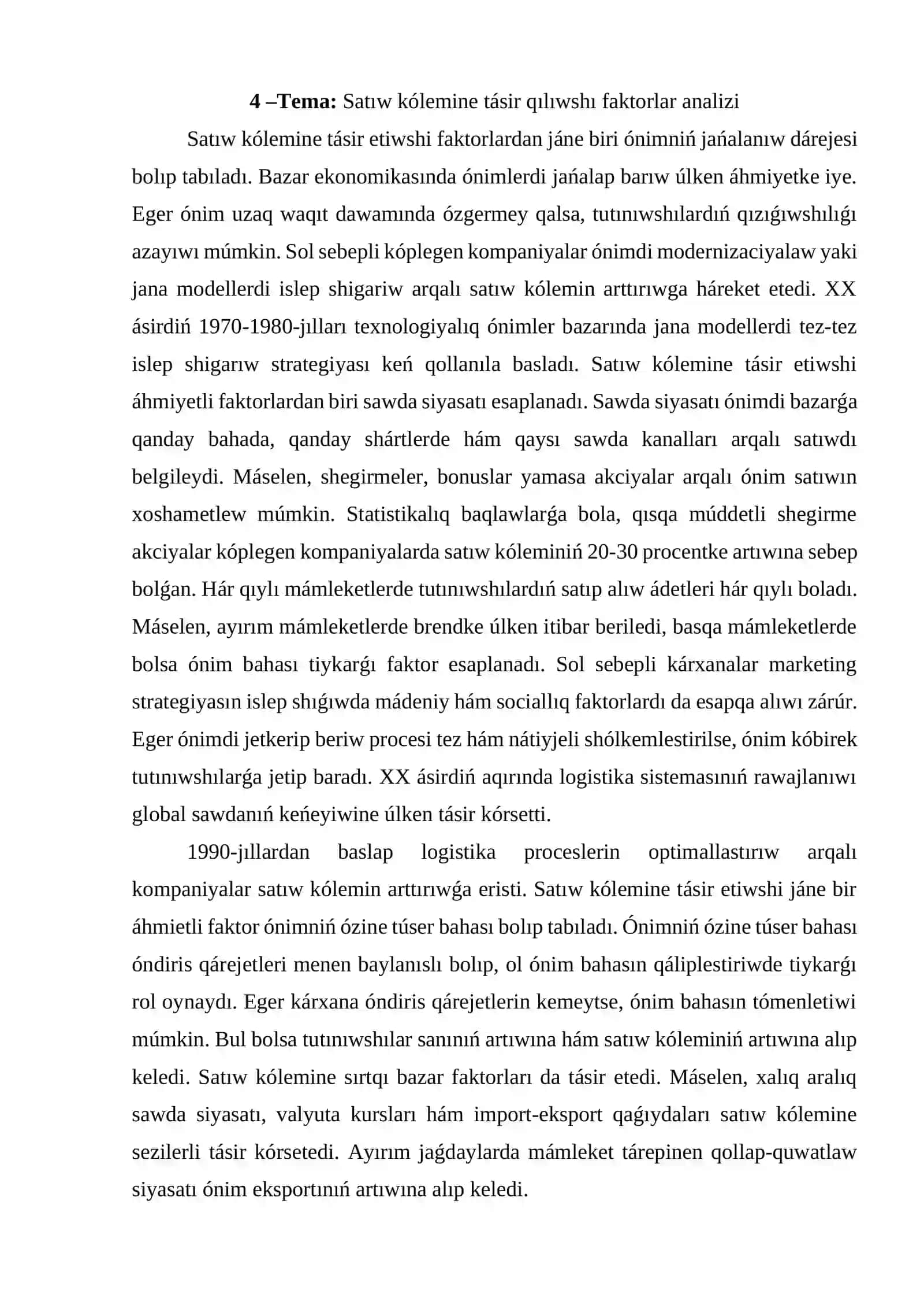 Marketing sistemasındaǵı analiz túrleri hám olardıń tiykarǵı usılları 4