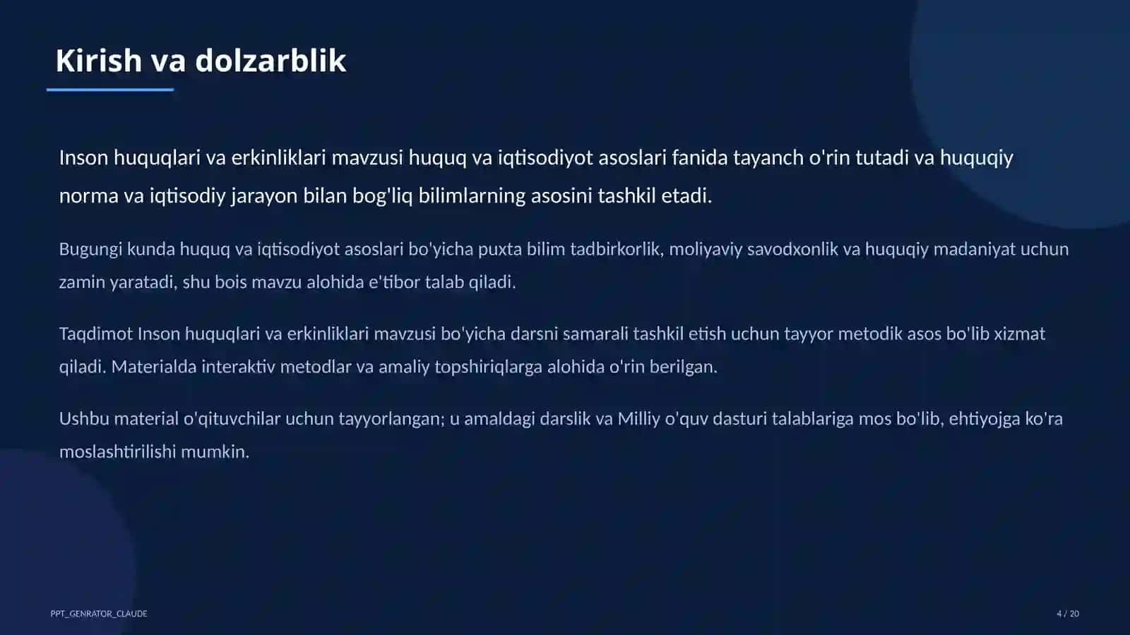 Inson huquqlari va erkinliklari (9-sinf) 4