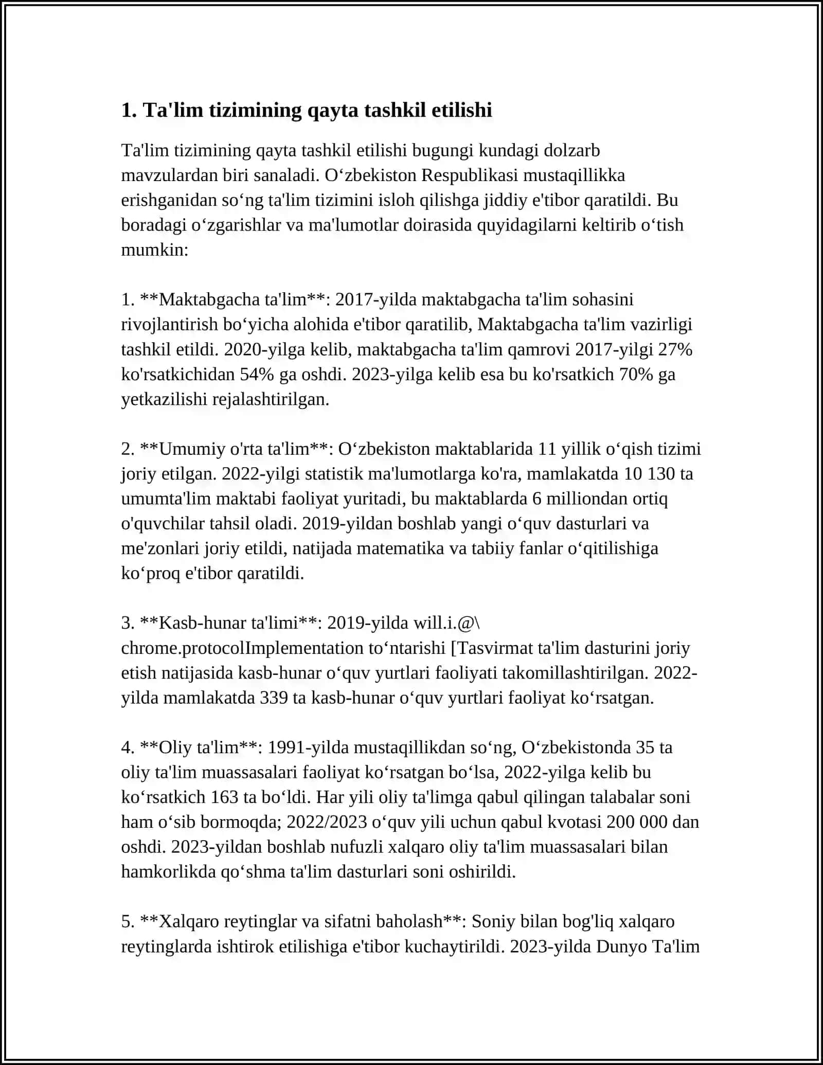 MUSTAQILLIKDAN SO’NG TA’LIM SOHASIDA AMALGA OSHIRILGAN ISLOHOTLAR 4