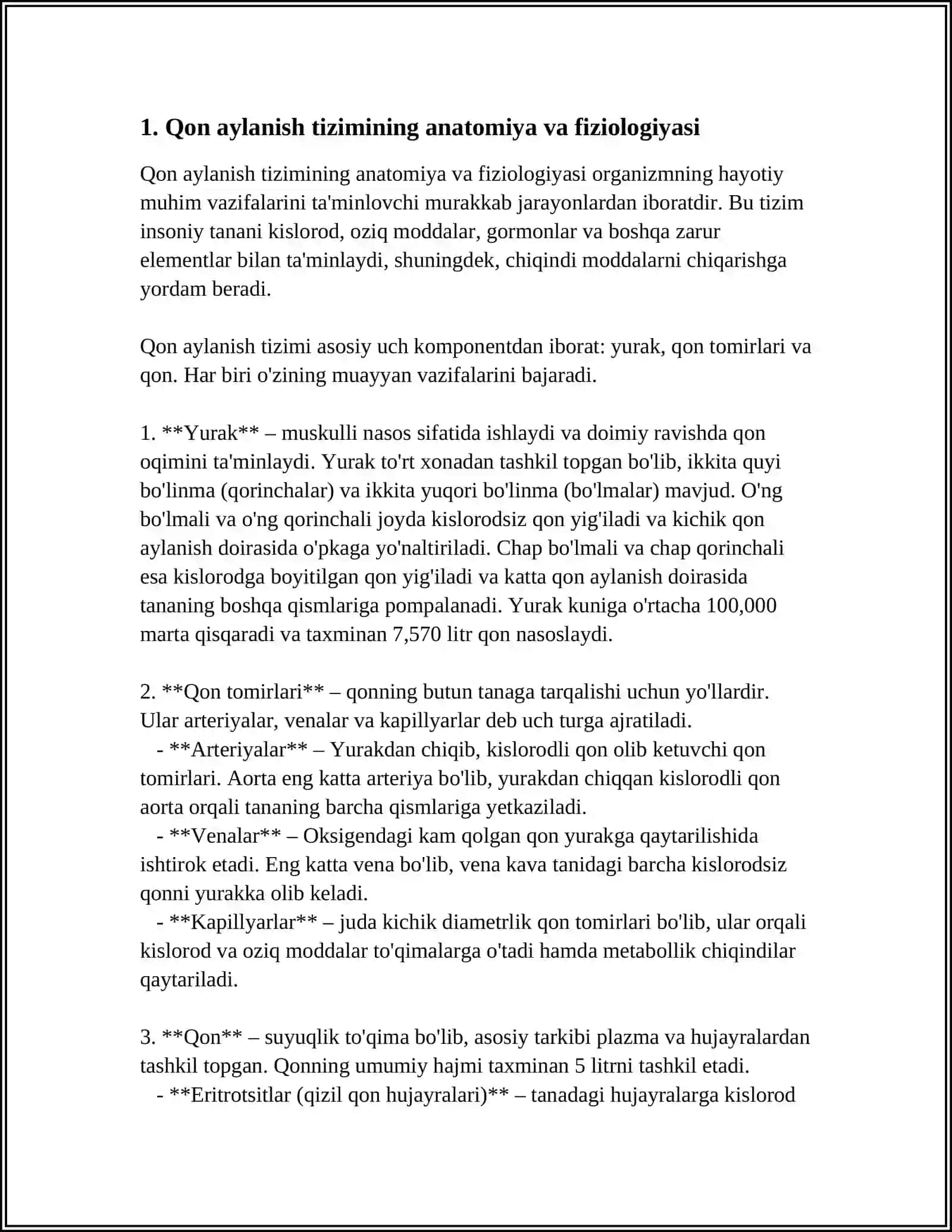 Qon va Qon Aylanish Tizimining Yosh Xususiyatlari va Gigiyenasi 4