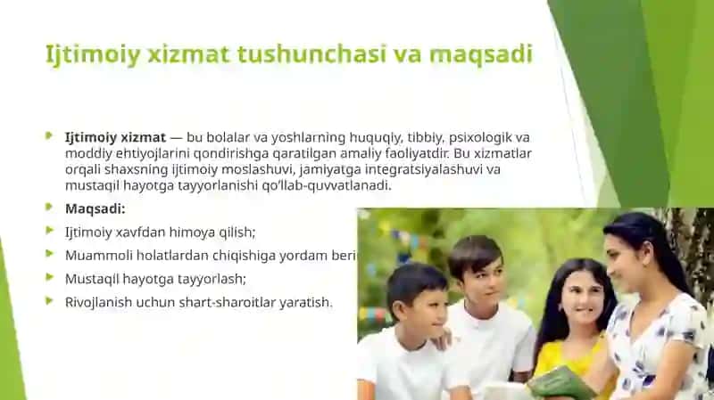 Taqdimot Bolalar va yoshlar uchun ijtimoiy xizmatlarning samaradorligi 4