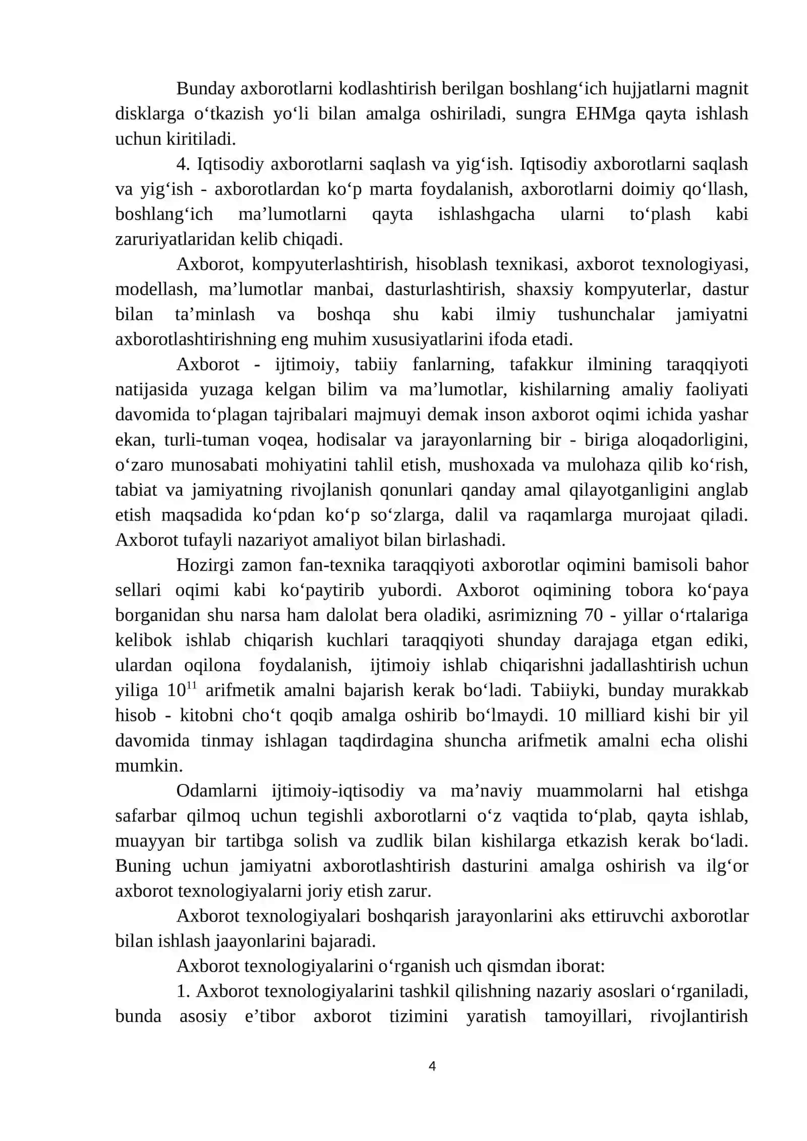 Axborot-kommunikasiya texnologiyalari-ning iqtisodi-yotdagi o’rni va vazifalari 4