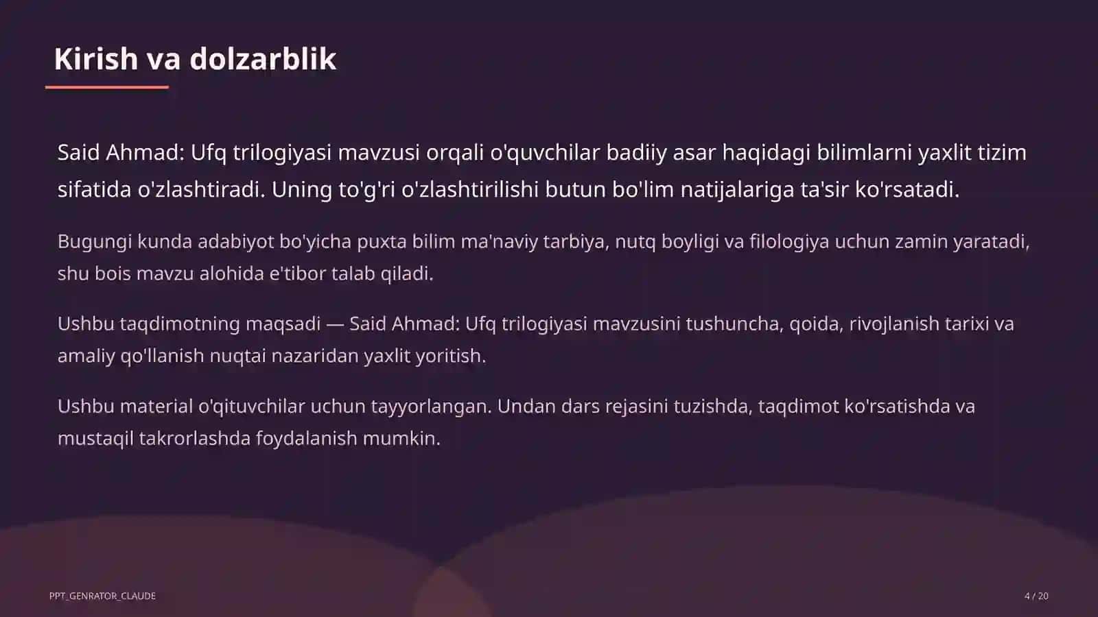 Said Ahmad: Ufq trilogiyasi (11-sinf) 4