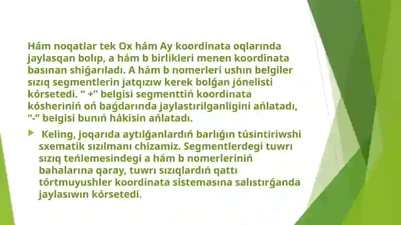 Tuwrı sızıq teńlemesi 4