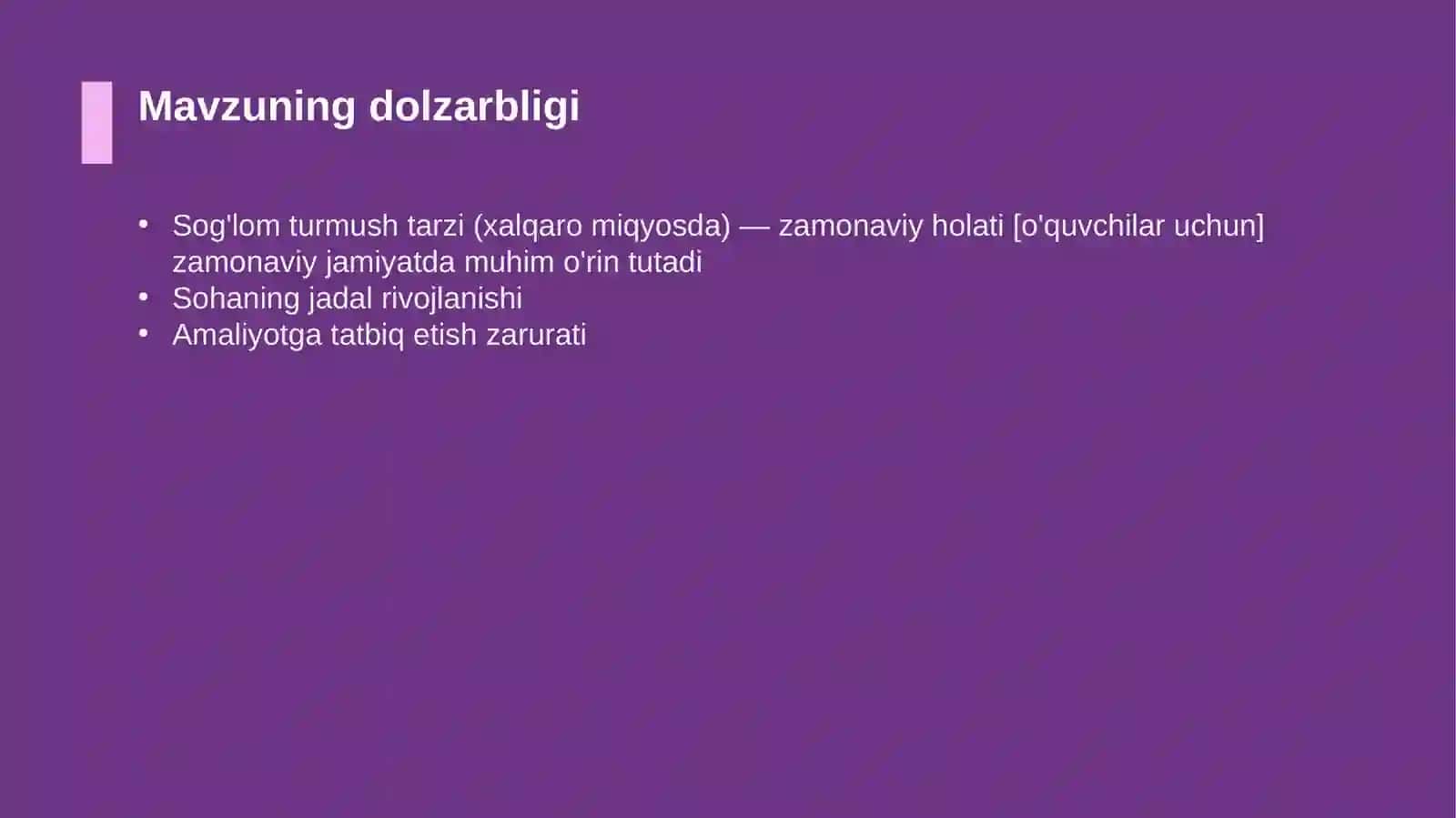 Sog'lom turmush tarzi (xalqaro miqyosda) — zamonaviy holati [o'quvchilar uchun] 4