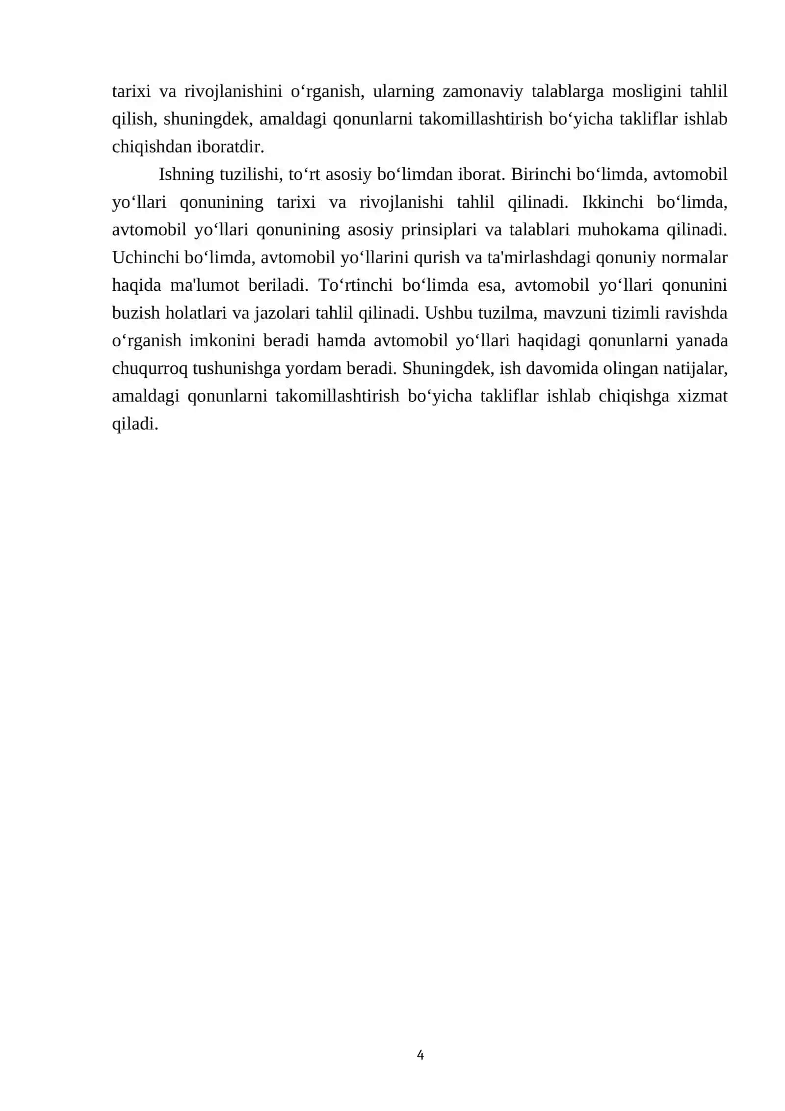 Avtomobil yo‘llari haqidagi qonunni o‘rganish 4