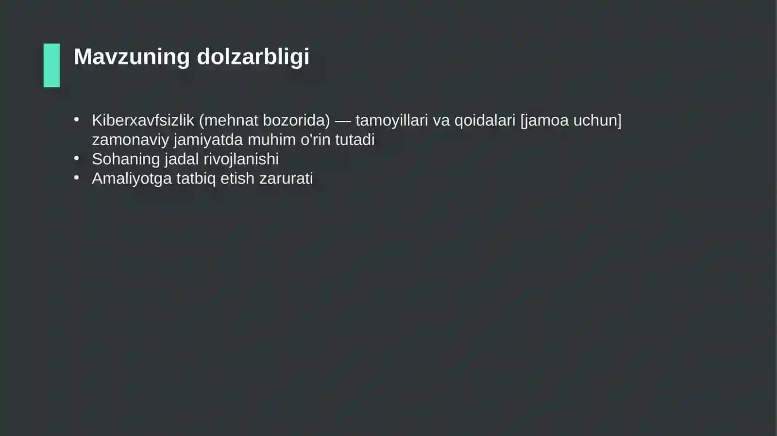 Kiberxavfsizlik (mehnat bozorida) — tamoyillari va qoidalari [jamoa uchun] 4