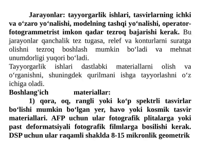 Aerofotosuratlarning geodezik ta'minoti fanidan ma'ruza 4
