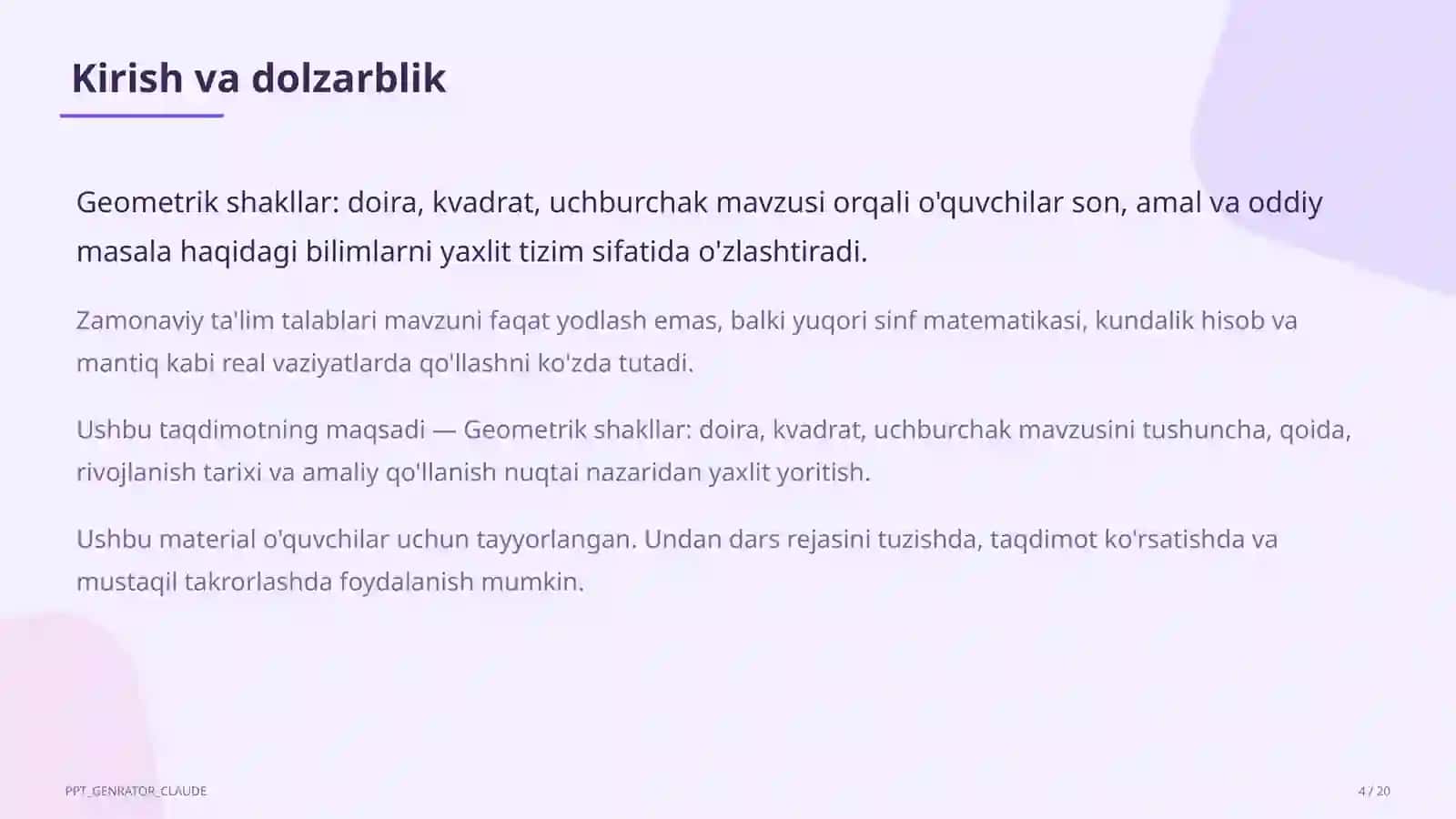 Geometrik shakllar: doira, kvadrat, uchburchak (1-sinf) 4