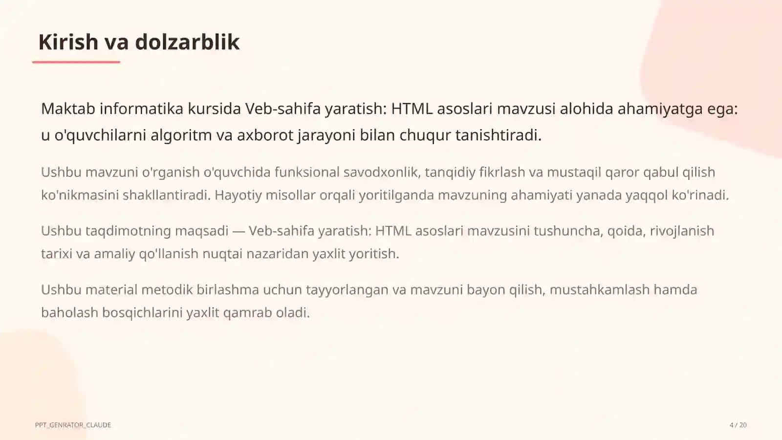 Veb-sahifa yaratish: HTML asoslari (9-sinf) 4