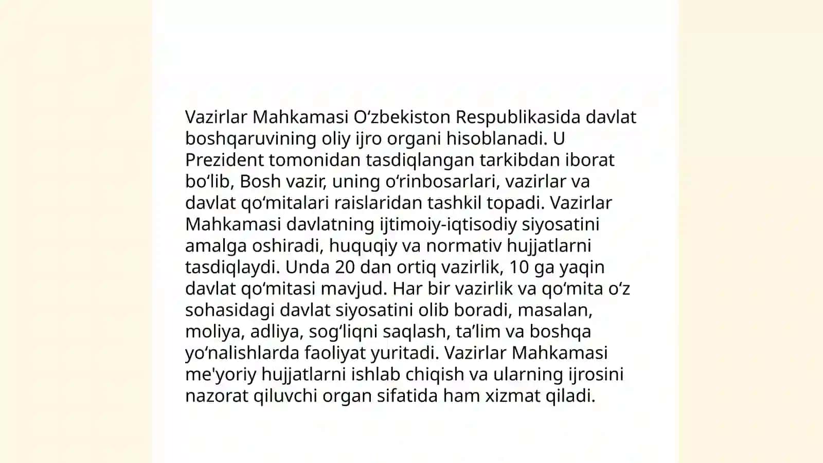 Vazirlar Mahkamasining tarkibi va uni shakllantirish tartibi 4