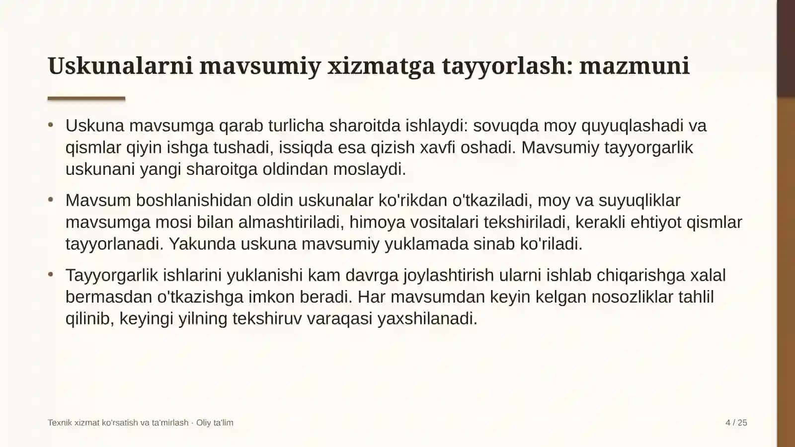 Kimyoviy tozalash korxonalarida uskunalarni mavsumiy xizmatga tayyorlash 4