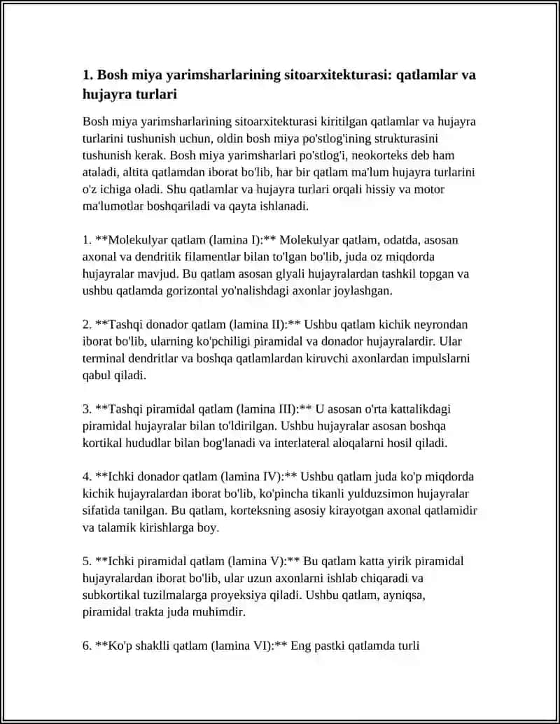 BOSH MIYA. BOSH MIYA YARIMSHARLAR PO’STLOG’INING SITO VA MIELOARXITEKTONIKASI, NEYRONLARARO BOG’LANISHLAR, GEMATO-ENSEFALIK TO’SIQ, TARKIBIY-QISMLAR VA AHAMYATI. MIYA. PO’STLOQ. MIYACHA. BOSH MIYA NERVLARI 4