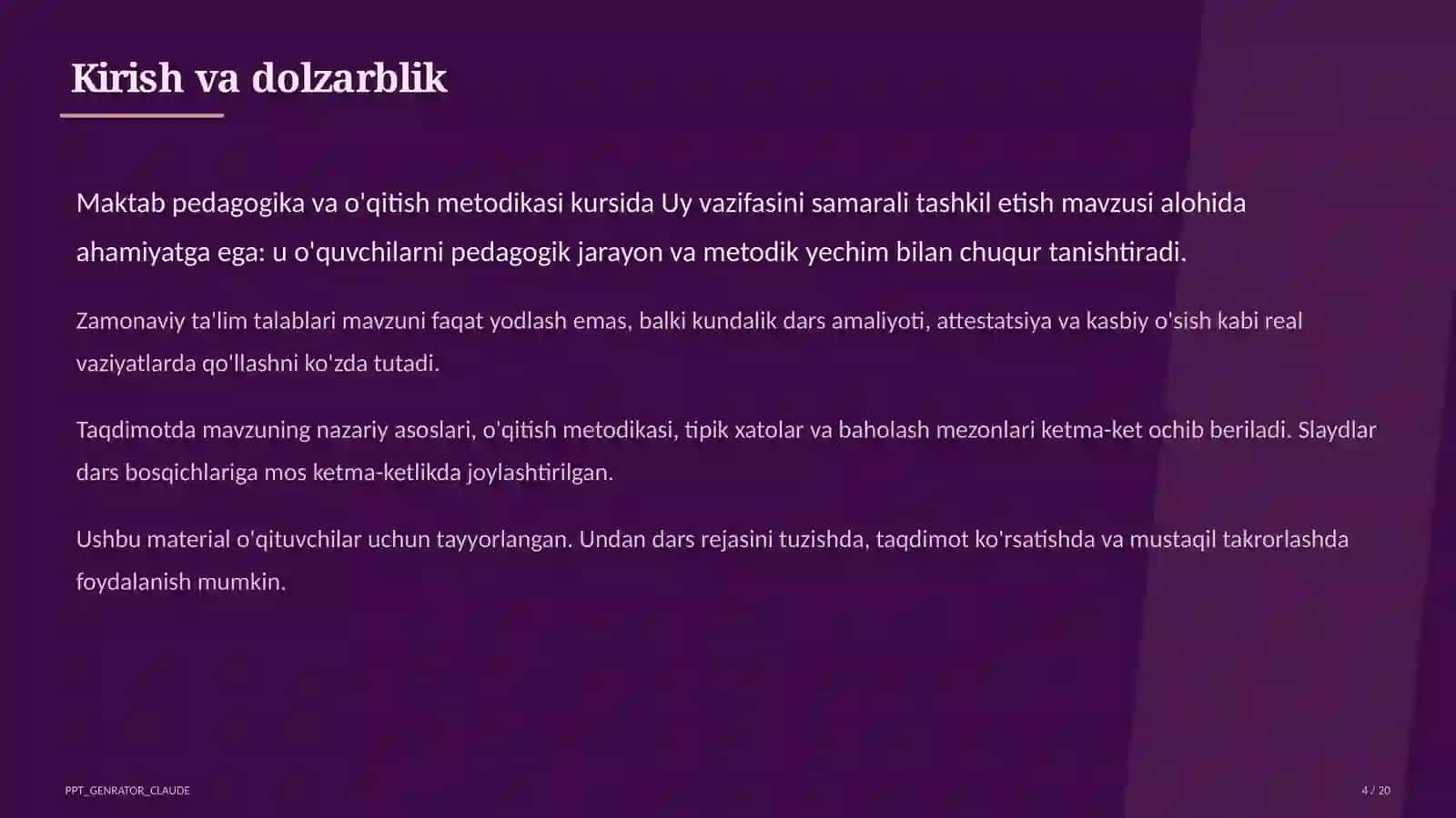Uy vazifasini samarali tashkil etish 4