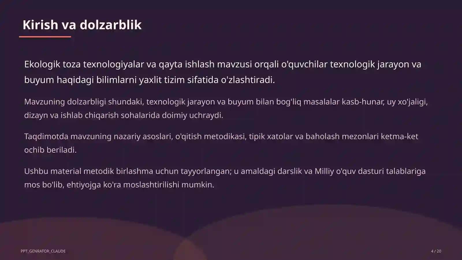 Ekologik toza texnologiyalar va qayta ishlash (11-sinf) 4