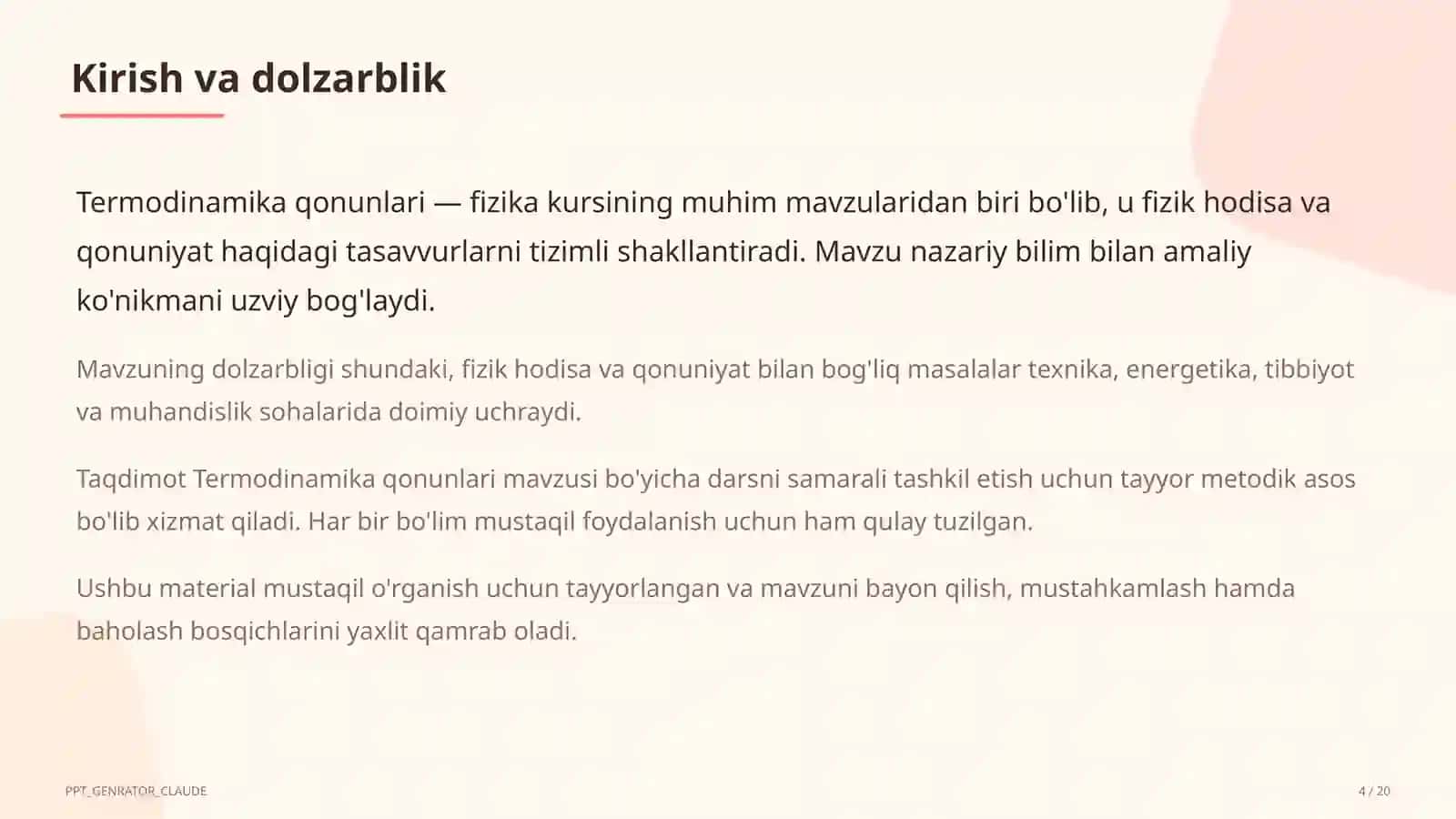 Termodinamika qonunlari (10-sinf) 4