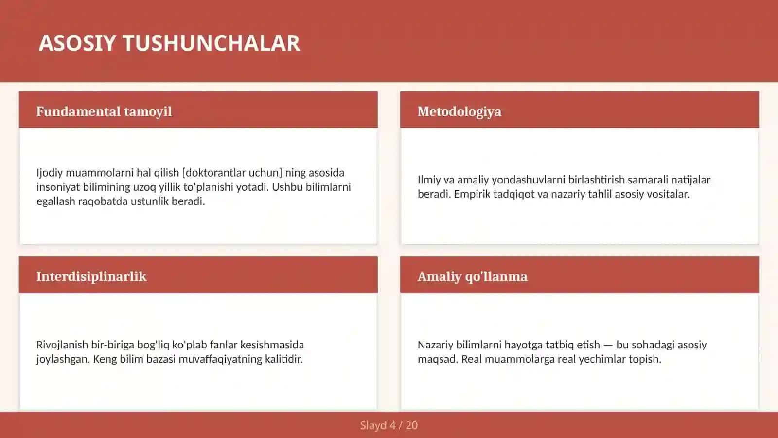 Ijodiy muammolarni hal qilish [doktorantlar uchun] 4