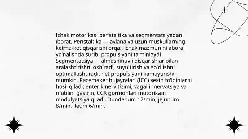 Hazm qilish fiziologiyasi. Ichaklardagi hazm 4