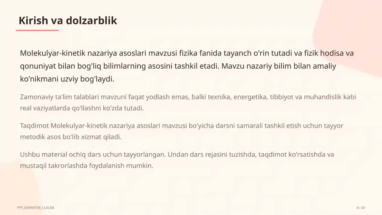 Molekulyar-kinetik nazariya asoslari (10-sinf) 4