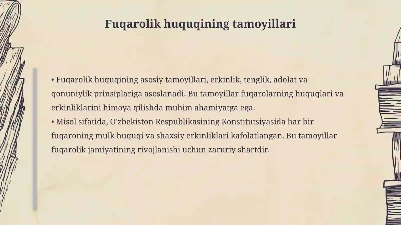 Fuqarolik huquqiga kirish fanning predmiti tamoyillari a tizimlari 4