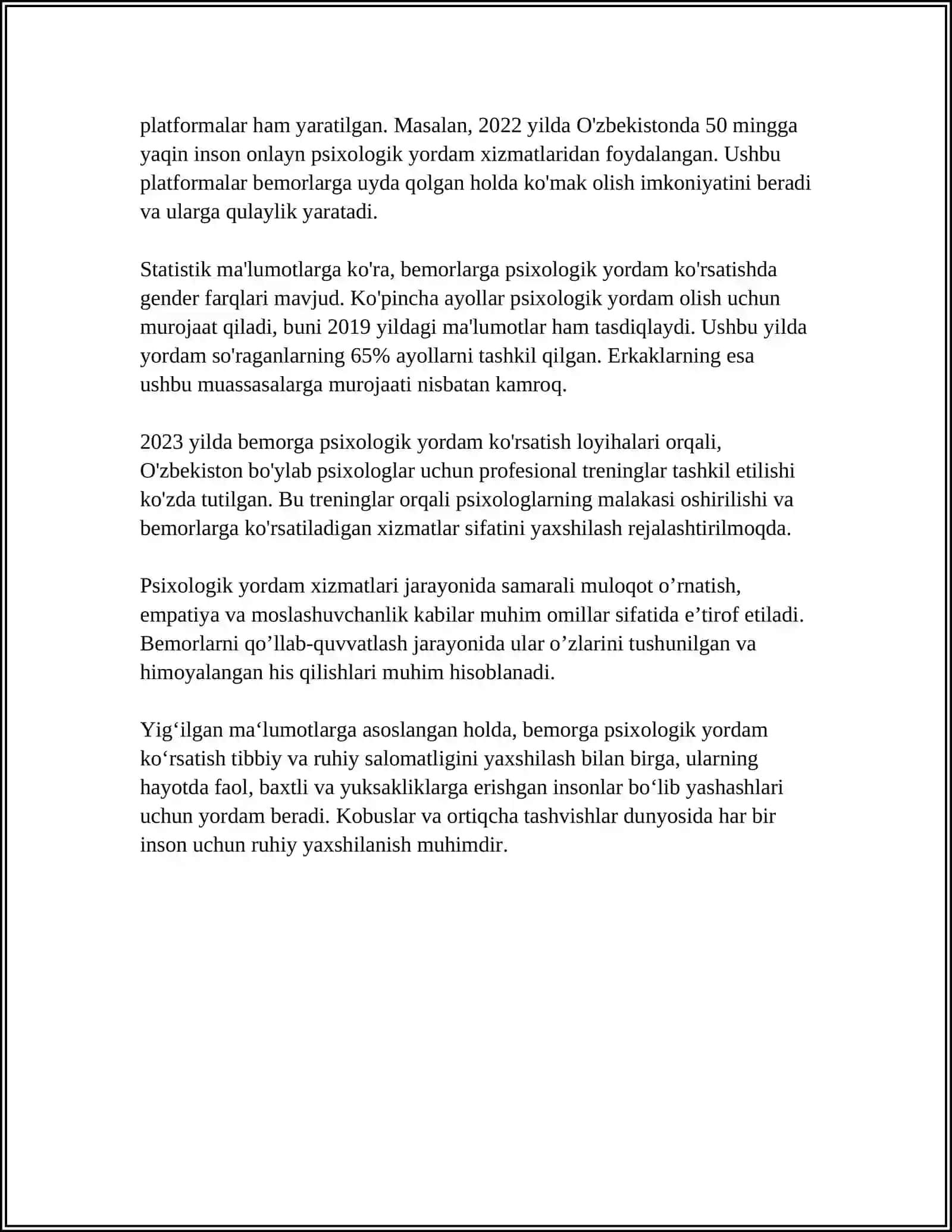 TERAPEVTIK BEMORLAR BILAN MUNOSABATDA BOʻLISH PSIXOLOGIYASI 4