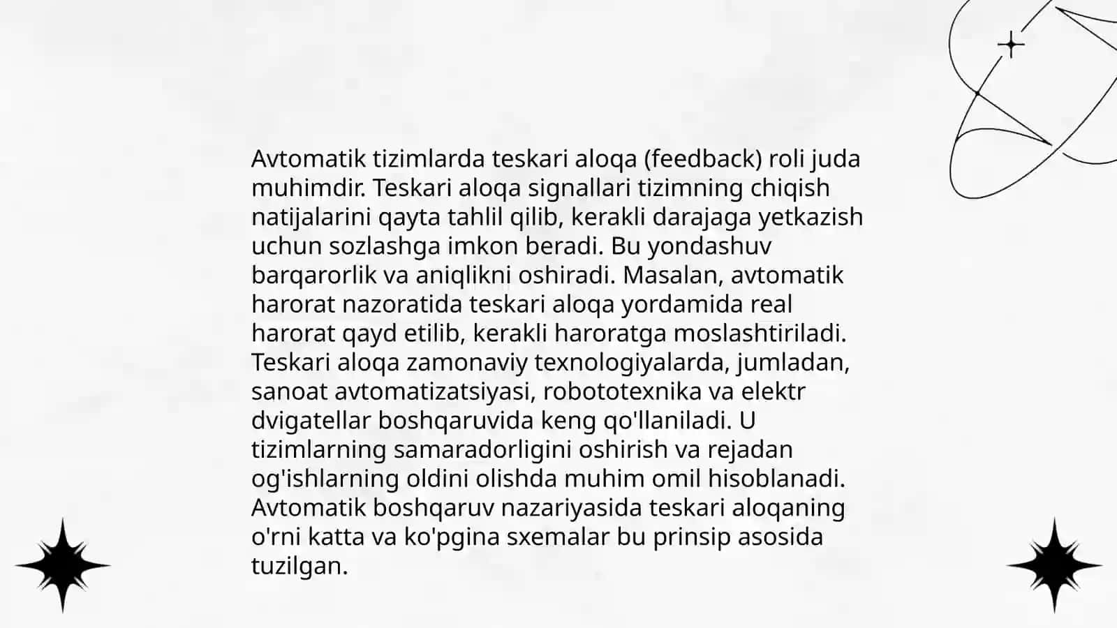 Avtomatik tizimlarda teskari aloqa 4