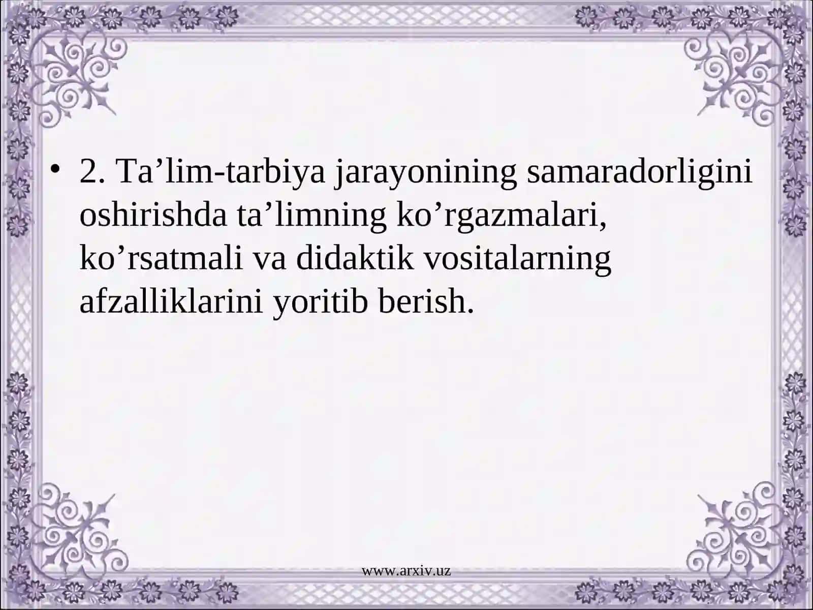 "Umumta’lim maktablarida Biologiya fanlar tizimini o’qitishda ko’rgazmali, ko’rsatmali va didaktik materiallar tayyorlash" 4