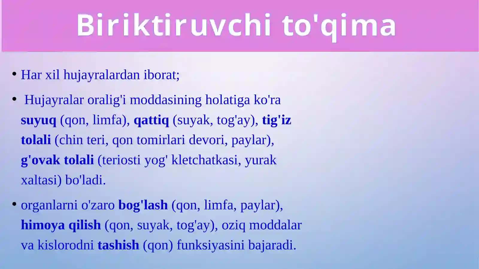 “To’qimalar, organlar va organizm” 4