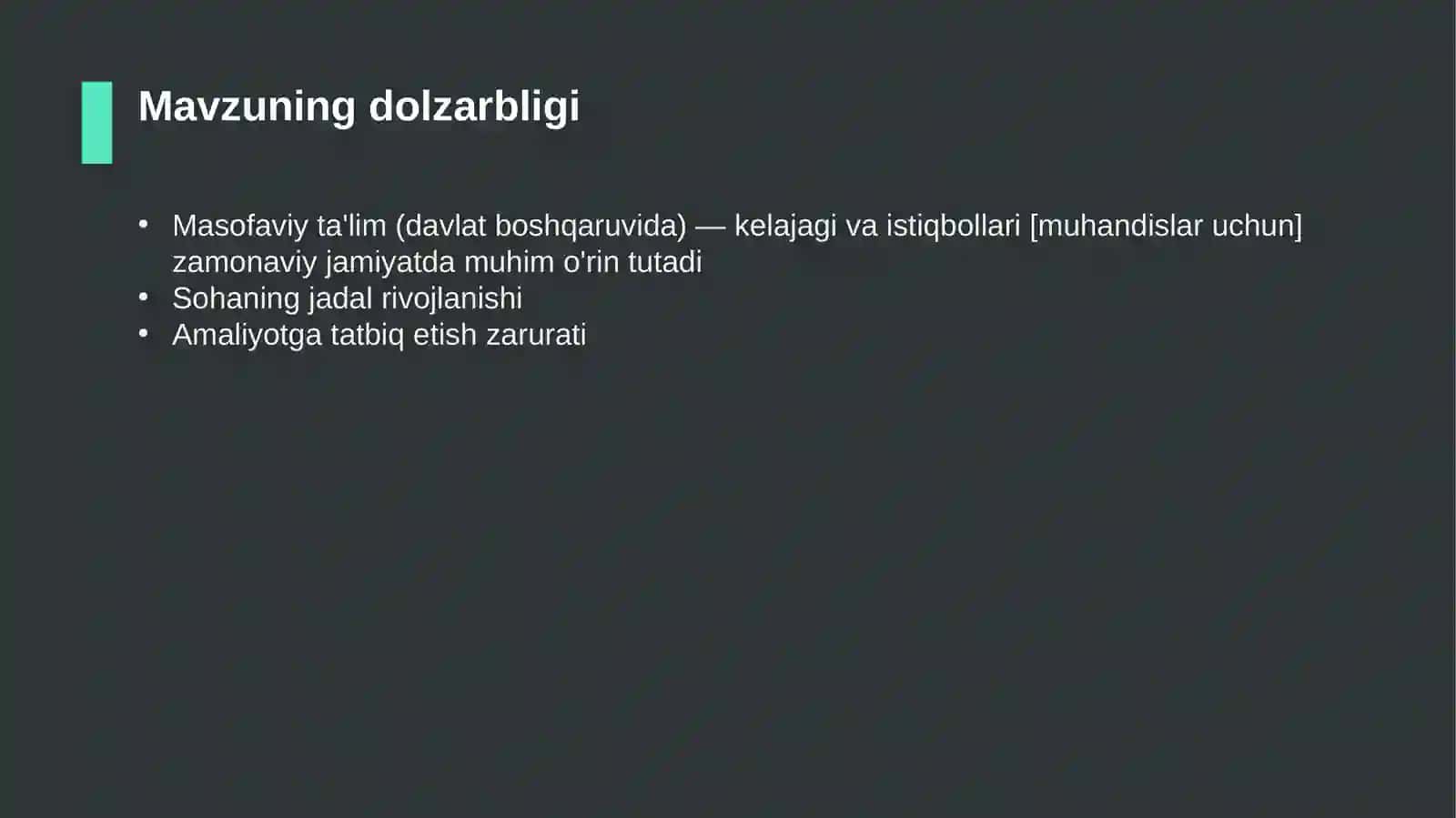 Masofaviy ta'lim (davlat boshqaruvida) — kelajagi va istiqbollari [muhandislar uchun] 4