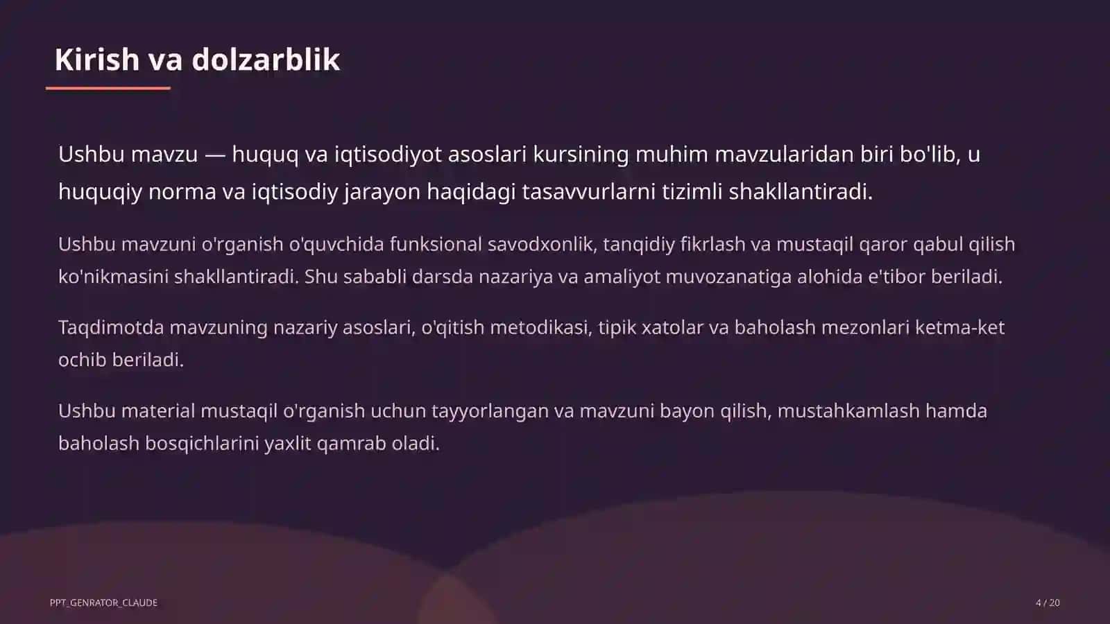 O'zbekiston Respublikasi Konstitutsiyasi: asosiy tamoyillar (9-sinf) 4
