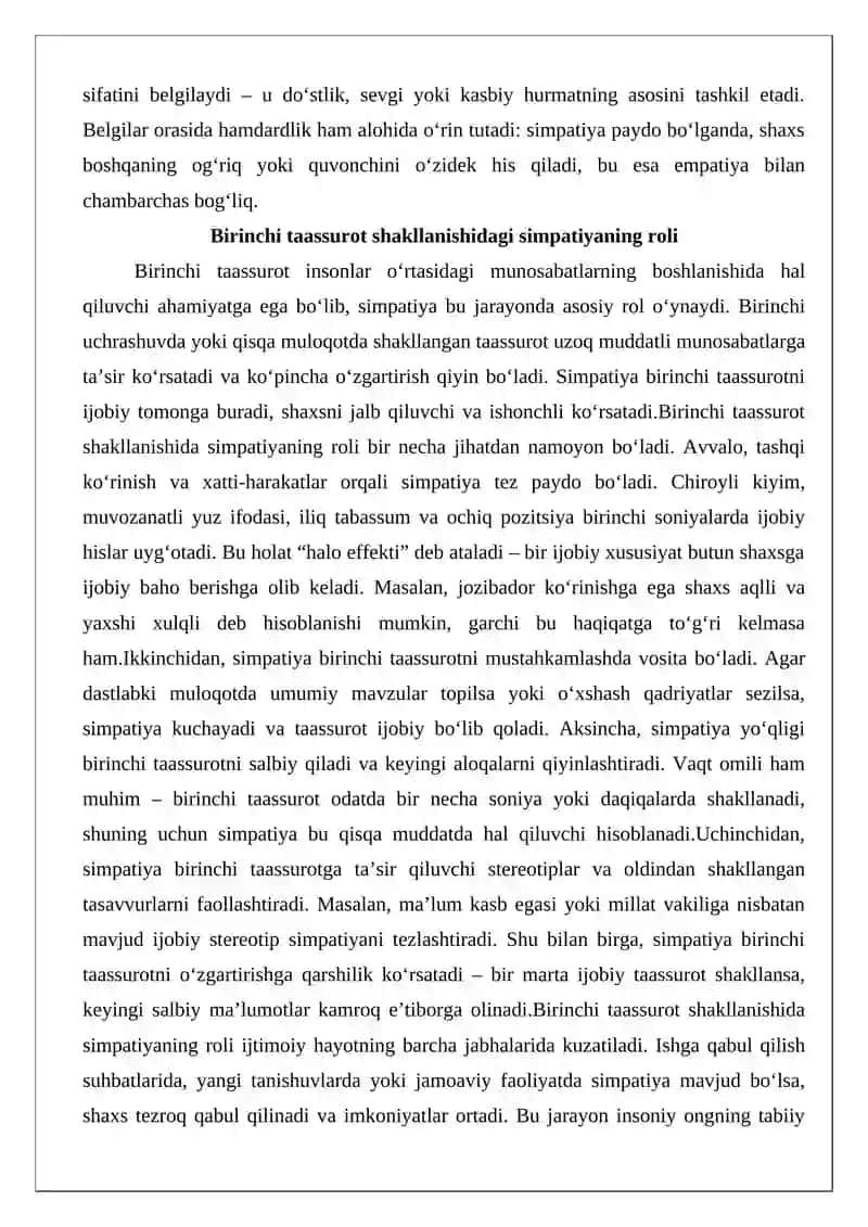 Simpatiya, antipatiya va empatiya tushunchalari. Ularning taassurotdagi ro‘li 4
