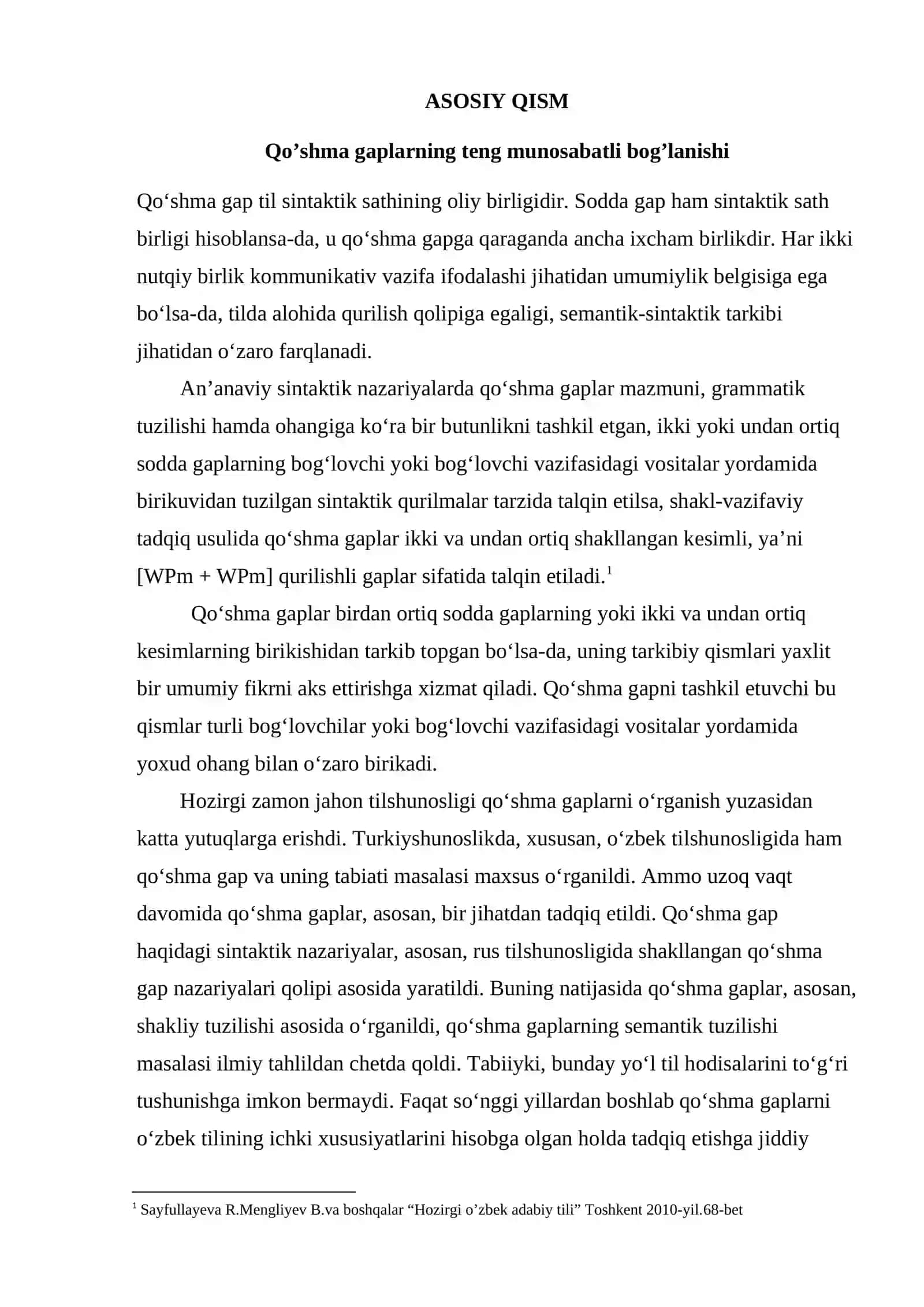 BADIIY MATNDA TENG TARKIBLI QO’SHMA GAPLAR 4