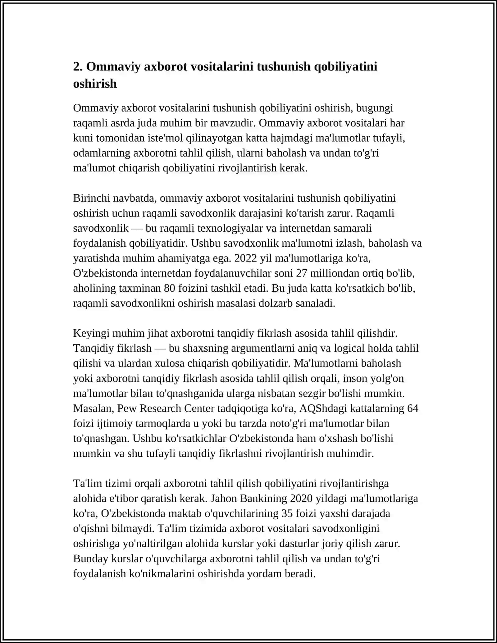 MEDIASAVODXONLIKNI RIVOJLANTIRISH YOʻLLARI 4