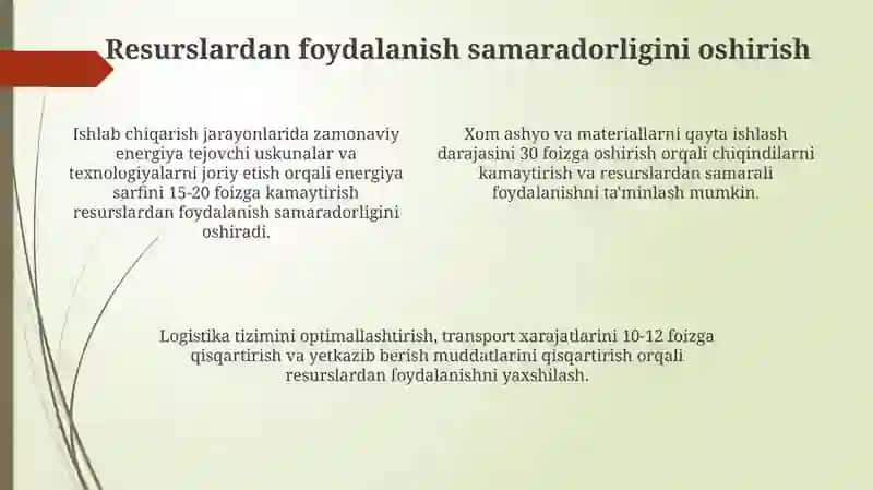 Material resurslar bilan taʼminlanganlik va ulardan foydalanish samaradorligini tahlili 4