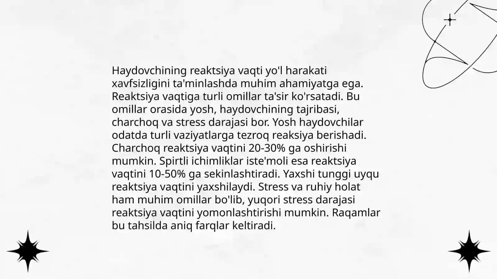 Haydovchining Reaksiya Vaqtini Aniqlashni O'rganish 4